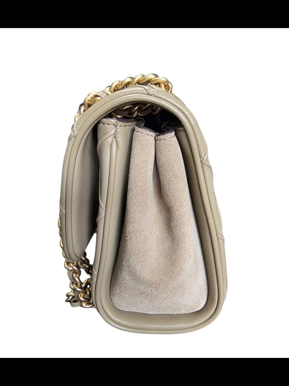 Tory Burch Fleming Convertible Shoulder Bag–Quilted Leather + Suede Sides